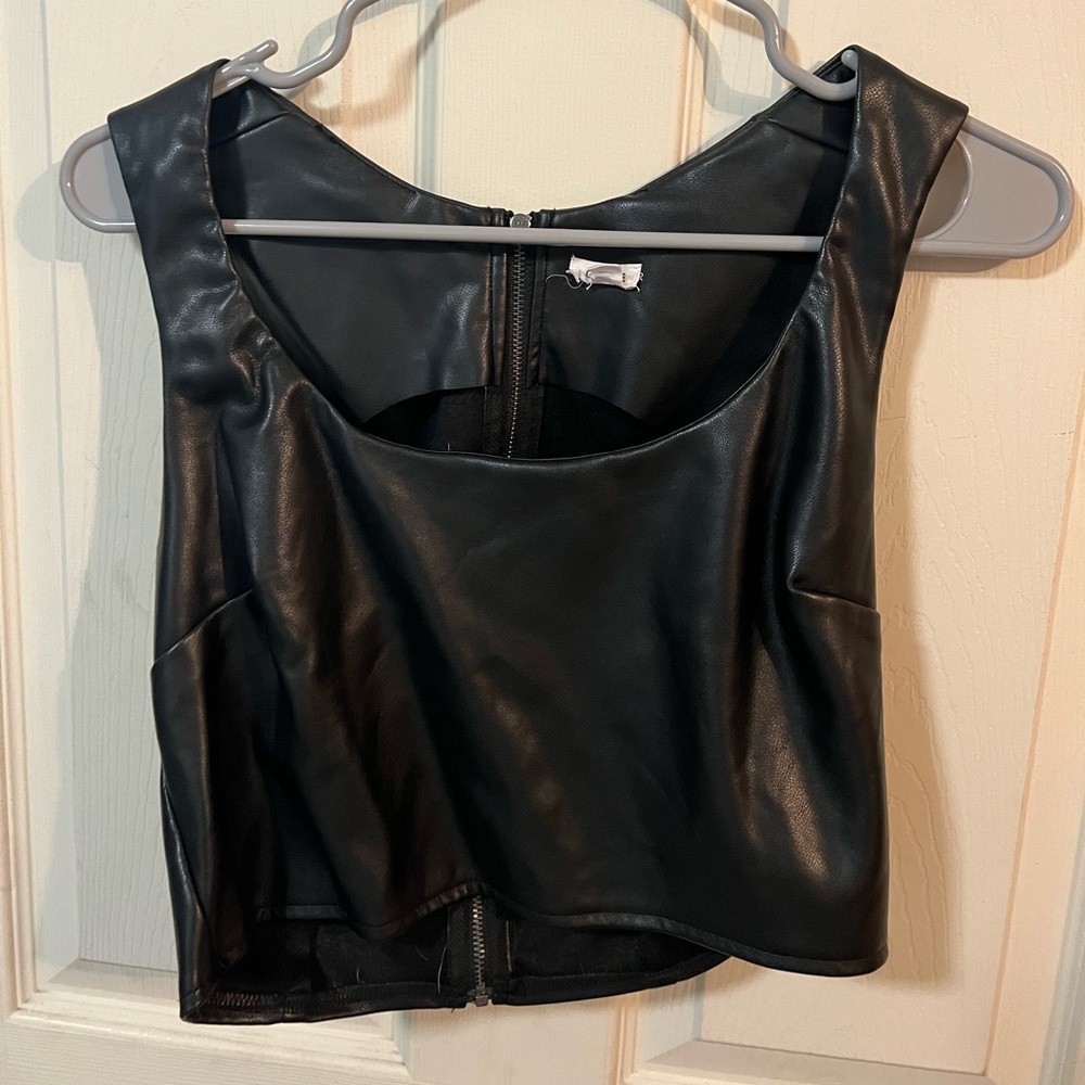 Black pleather top